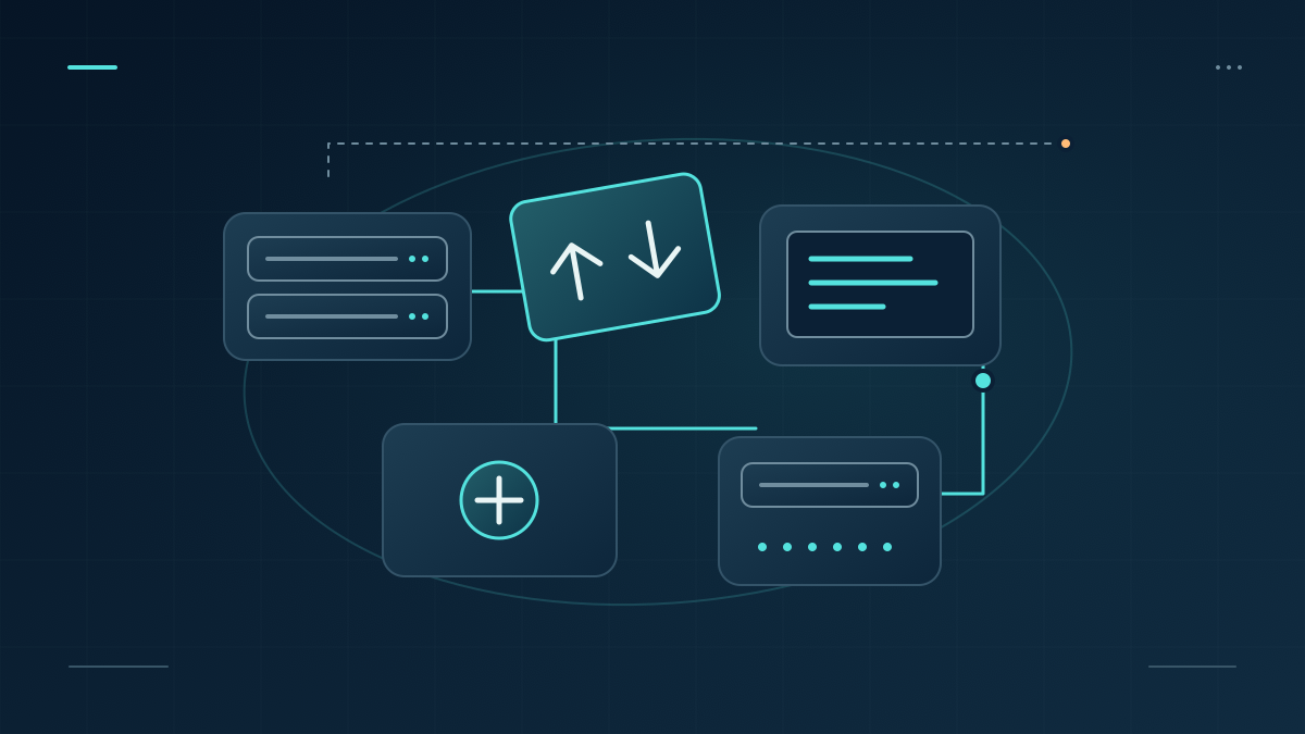 Interchangeable server and workstation modules connected by a flexible teal network.
