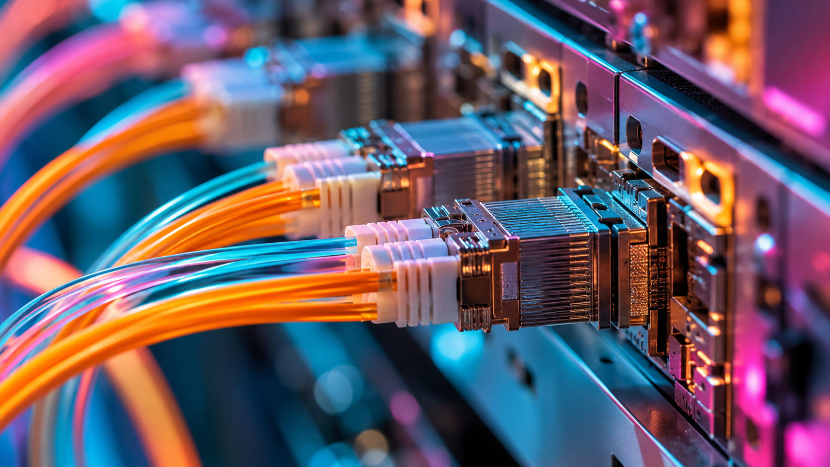 Colorful optical fiber connections in a precision server assembly